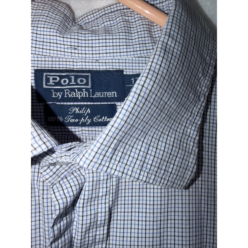 Polo Ralph Lauren Shirt Mens Small Check Size 17/43 Philip Button Up Classic